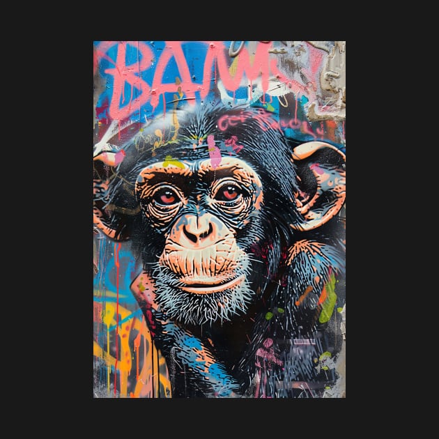 Banksy Graffiti monkey by CollSram