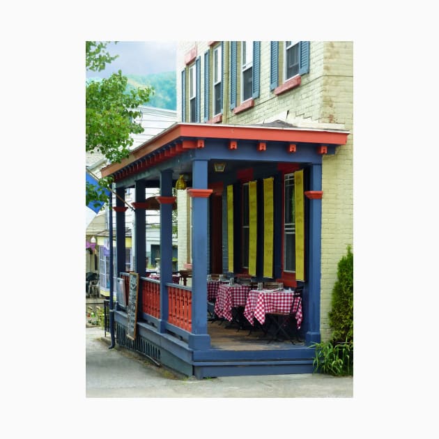 Cold Springs NY - Outdoor Cafe with Checkered Tablecloths by SusanSavad