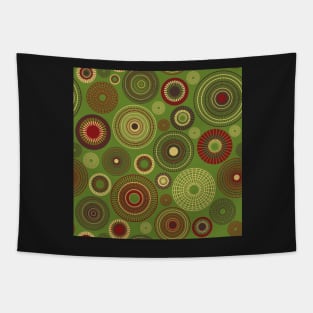 concentric circles red and green Tapestry