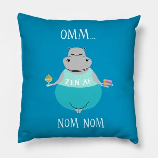 Omm Nom Nom - funny yoga hippo Pillow