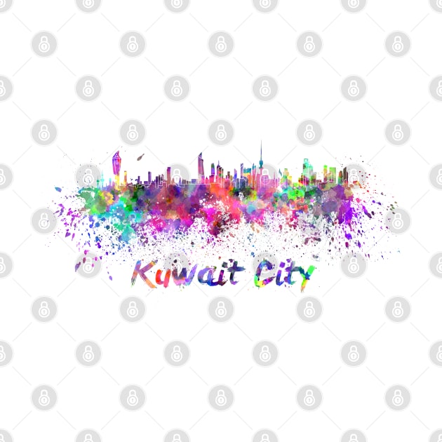 Kuwait city skyline in watercolor by PaulrommerArt