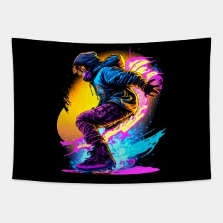 Winter Snowboarding  Christmas Graphic Graffiti Art - Holiday Gift Retro Tapestry