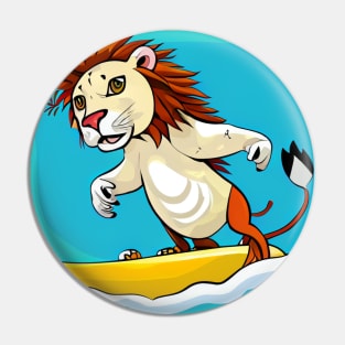Roaring Waves Lion Surf Pin