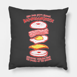 BACONEGGNCHEESE! (New York City's Famous Bacon Egg and Cheese) dark shirt version Pillow