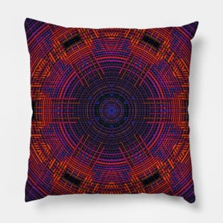 Weave Mandala Red Orange and Purple Pillow