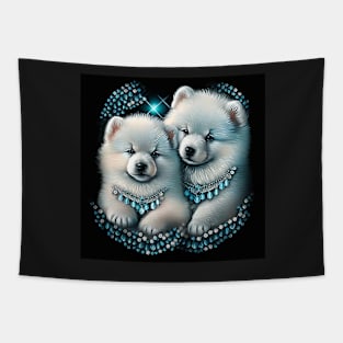 Crystal Samoyed Puppies Tapestry