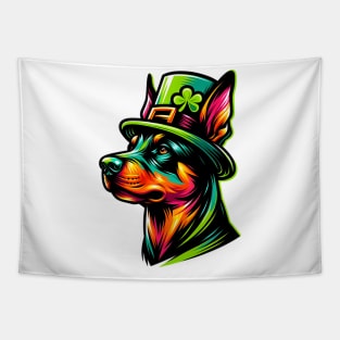 German Pinscher Celebrates Saint Patrick's Day Fun Tapestry