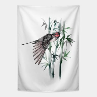 Swallow and bamboo japanese painting Tapestry