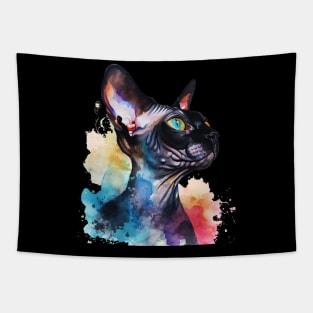 Sphynx Cat Water Color Pop Art Design for Cat Lover Tapestry