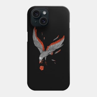 Black Crow Flying with Shiny Red Ruby Phone Case