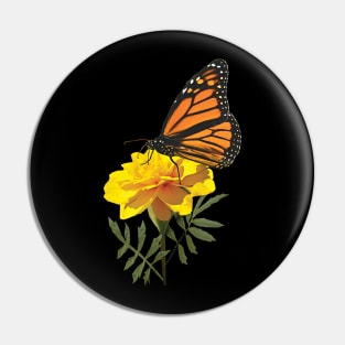 Marigolds - Monarch Butterfly on Marigold Pin