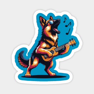 Dog Playing Guitar Singing German Shepherd Alsatian Funny Magnet