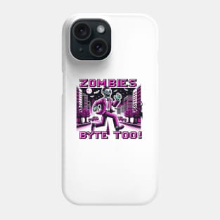 Neon Pink 8-Bit Zombie Chase in Cyberpunk City: Retro Gaming Art Phone Case
