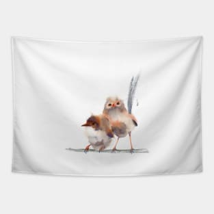 two wrens watercolor art print Tapestry