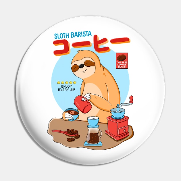 Sloth Barista Pin by Kimprut