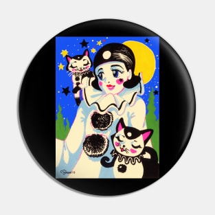 Pierette Pierrot and Kawaii Cats Pin