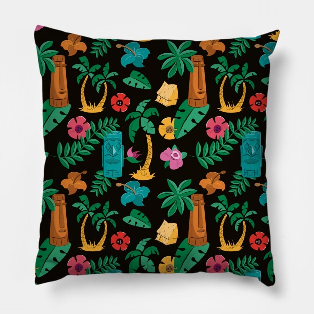 Tropical Tiki Time Pillow by EnchantedCasesAndPillows