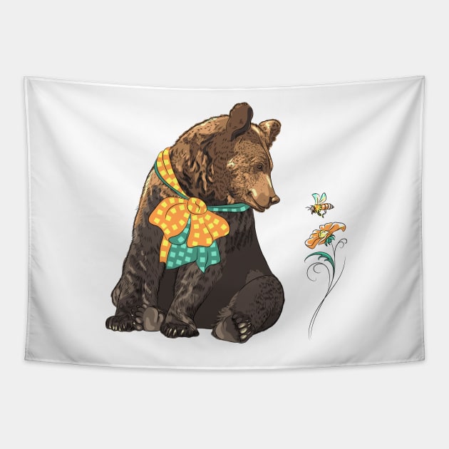 Cartoon hipster bear Tapestry by kavalenkava