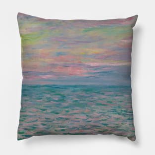 Coucher De Soleil A Pourville, Pleine Mer by Claude Monet Pillow