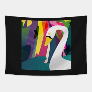 Swan garden illustration Tapestry