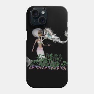 Cute little mermaid with little seahorse Phone Case