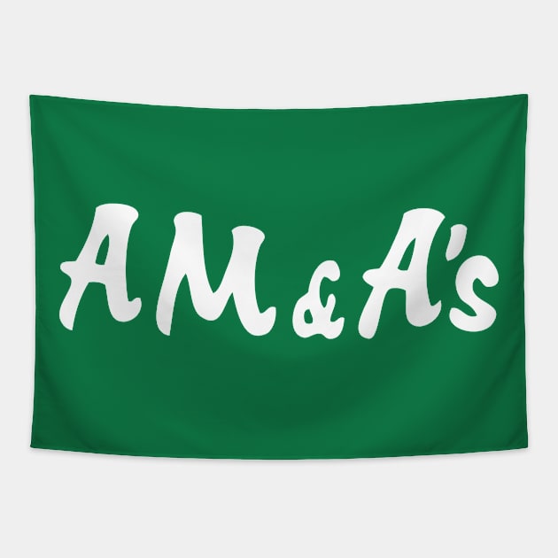 AM&As Old Logo White Tapestry by Vintage716