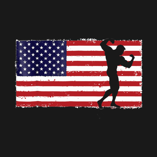 4th of July Shirt - Bodybuilding Gym USA Flag by Haley Tokey