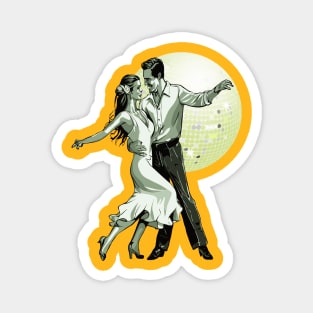 Salsa Couple Dancing With Ballroom Mirrorball Magnet