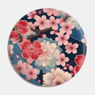 Spring Flowers Kimono Pattern Pin