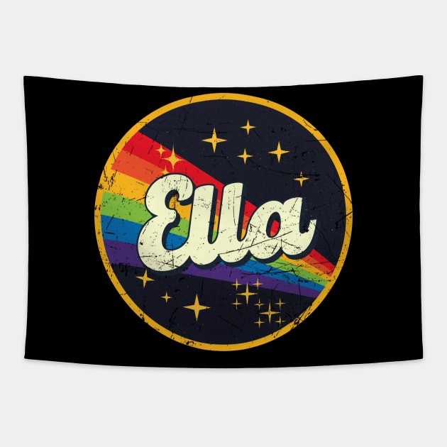 Ella // Rainbow In Space Vintage Grunge-Style Tapestry by LMW Art