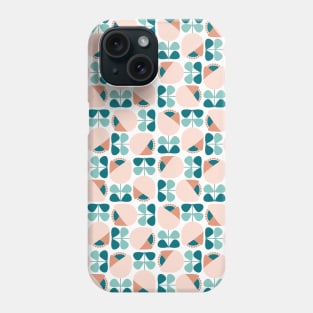 Retro Geometric Floral Pattern Teal, Peach, Dark Salmon Phone Case