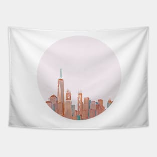 New York City (Manhattan) Skyline in Pink Tapestry