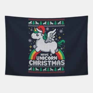 Have a unicorn christmas ugly sweater Tapestry