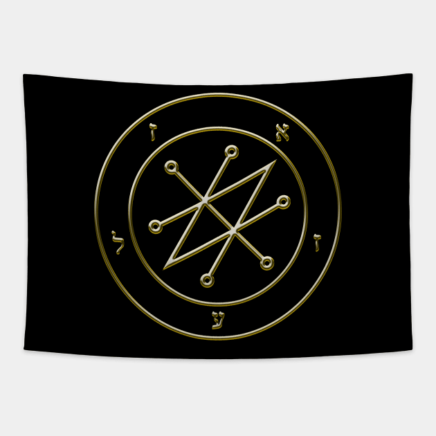 Goetia Azazel Sigil Gold Version Tapestry by SFPater