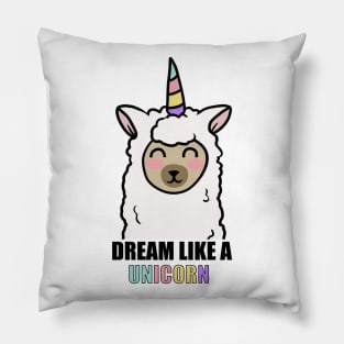 Dream Like a Unicorn Cute Llama Alpaca Pillow