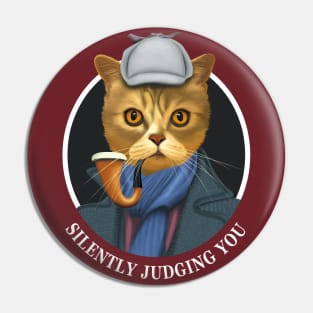 Silently Judging You - Detective Cat Pin