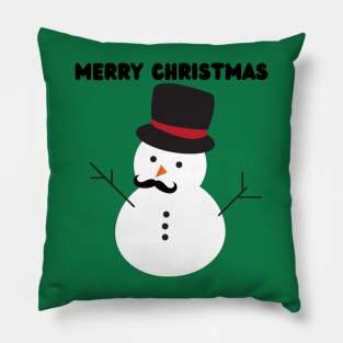 Merry Christmas - Cute Funny Snowman with Mustache and Carrot Pillow