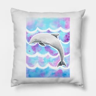 Watercolor Tie-dye Dolphin Pillow