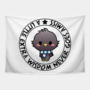 Kawaii Raven's Wrapped in Wisdom Tapestry