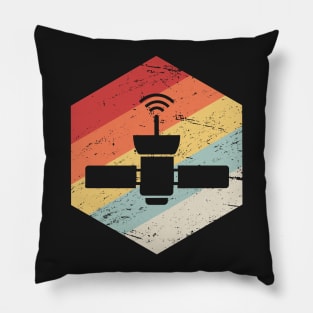 Retro Space Satellite Icon Pillow