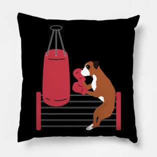 Boxing Boxer Dog Hitting A Punching Bag Pillow