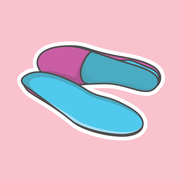 Comfortable shoes arch support insoles Sticker vector illustration. Fashion object icon concept. Two-layered shoe arch support insole sticker design icon with shadow. by AlviStudio