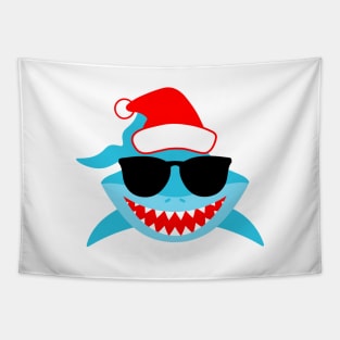 Christmas Shark with Sunglasses Tapestry