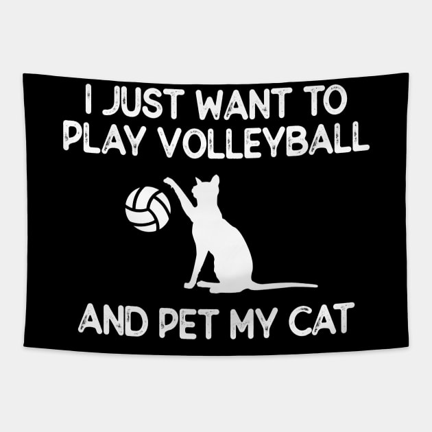 Volleyball and Cat Lover Gift Tapestry by PixelArt