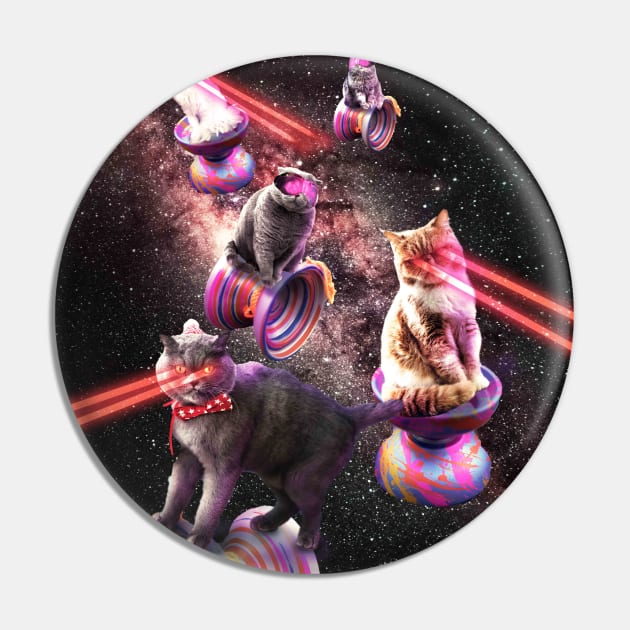 Galaxy Laser Yo-Yo Cat - Space Yo-Yo Cats with Lazer Eyes Pin by Random Galaxy