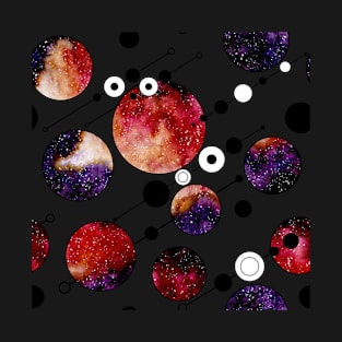 Bright Red Nebula and Circles T-Shirt