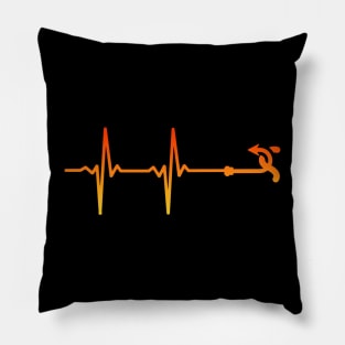 fishing hook heartbeat Orange Pillow