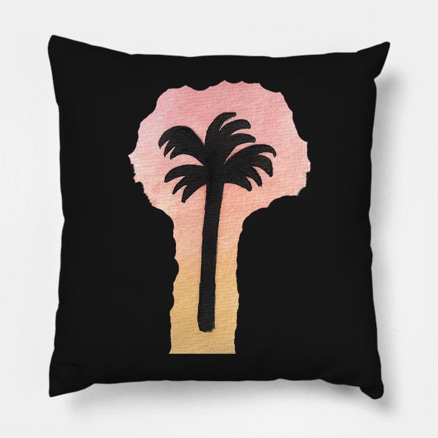 Sunset Palm Tree Pillow by quirkyandkind