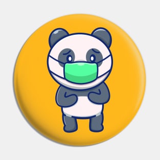 Cute Panda Wearing Mask Cartoon Pin