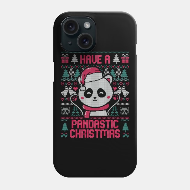 Pandastic Christmas - Funny Ugly Sweater Xmas Panda Gift Phone Case by eduely